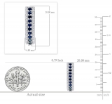 Sterling Silver Round Blue Sapphire & White Diamond Ladies Huggies Hoop Earrings