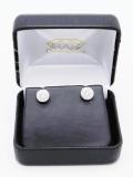 0.20 Carat (ctw) Sterling Silver Round White Diamond Ladies Halo Style Stud Earrings 1/5 CT