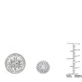 0.20 Carat (ctw) Sterling Silver Round White Diamond Ladies Halo Style Stud Earrings 1/5 CT
