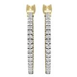 0.41 Carat (ctw) Round White Diamond Fine In And Out Hoop Earrings 10K Yellow Gold