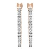 0.41 Carat (ctw) Round White Diamond Fine In And Out Hoop Earrings 14K Rose Gold