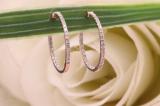 0.41 Carat (ctw) Round White Diamond Fine In And Out Hoop Earrings 14K Rose Gold