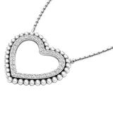 0.50 Carat (ctw) 10K White Gold Round White Diamond Ladies Heart Pendant 1/2 CT