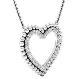 0.50 Carat (ctw) 10K White Gold Round White Diamond Ladies Heart Pendant 1/2 CT