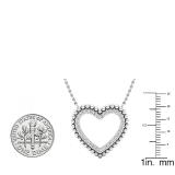 0.50 Carat (ctw) 10K White Gold Round White Diamond Ladies Heart Pendant 1/2 CT