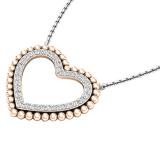 0.50 Carat (ctw) 14K Rose Gold Round White Diamond Ladies Heart Pendant 1/2 CT