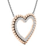 0.50 Carat (ctw) 18K Rose Gold Round White Diamond Ladies Heart Pendant 1/2 CT