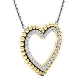 0.50 Carat (ctw) 18K Yellow Gold Round White Diamond Ladies Heart Pendant 1/2 CT