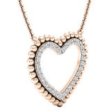 0.50 Carat (ctw) 10K Rose Gold Round White Diamond Ladies Heart Pendant 1/2 CT