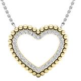 0.50 Carat (ctw) 10K Yellow Gold Round White Diamond Ladies Heart Pendant 1/2 CT