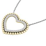 0.50 Carat (ctw) 10K Yellow Gold Round White Diamond Ladies Heart Pendant 1/2 CT