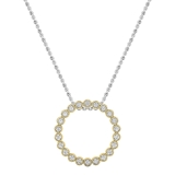 0.10 Carat (ctw) 18K Yellow Gold Round White Diamond Ladies Circle Pendant (Silver Chain)