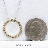 0.10 Carat (ctw) 18K Yellow Gold Round White Diamond Ladies Circle Pendant (Silver Chain)