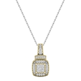 0.35 Carat (ctw) 18K Yellow Gold Round White Diamond Ladies Halo Pendant (Silver Chain)