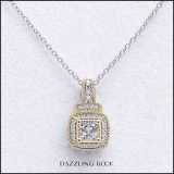 0.35 Carat (ctw) 18K Yellow Gold Round White Diamond Ladies Halo Pendant (Silver Chain)