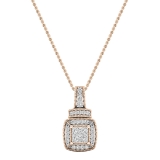 0.35 Carat (ctw) 18K Rose Gold Round White Diamond Ladies Halo Pendant (Gold Chain)