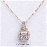 0.35 Carat (ctw) 18K Rose Gold Round White Diamond Ladies Halo Pendant (Gold Chain)