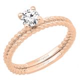 0.50 Carat (ctw) 10K Rose Gold Round Diamond Ladies Bridal Rope Engagement Ring Set 1/2 CT