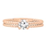 0.50 Carat (ctw) 10K Rose Gold Round Diamond Ladies Bridal Rope Engagement Ring Set 1/2 CT