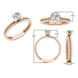 0.50 Carat (ctw) 10K Rose Gold Round Diamond Ladies Bridal Rope Engagement Ring Set 1/2 CT