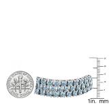 Sterling Silver Round Aquamarine Ladies Tennis Bracelet
