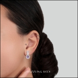 14K White Gold 6X4 MM Each Pear Amethyst & Round Diamond Ladies Drop Earrings