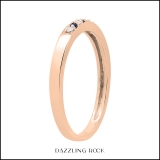 10K Rose Gold Round Blue Sapphire & White Diamond Ladies Seven Stone Anniversary Wedding Band