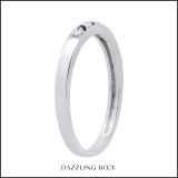 10K White Gold Round Blue Sapphire & White Diamond Ladies Seven Stone Anniversary Wedding Band
