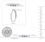 10K White Gold Round Blue Sapphire & White Diamond Ladies Seven Stone Anniversary Wedding Band