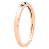 10K Rose Gold Round Blue Sapphire & White Diamond Ladies Five Stone Anniversary Wedding Band