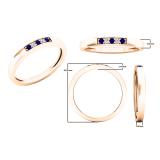 10K Rose Gold Round Blue Sapphire & White Diamond Ladies Five Stone Anniversary Wedding Band