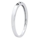 18K White Gold Round Blue Sapphire & White Diamond Ladies Five Stone Anniversary Wedding Band