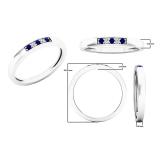 18K White Gold Round Blue Sapphire & White Diamond Ladies Five Stone Anniversary Wedding Band