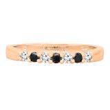 0.30 Carat (ctw) 10K Rose Gold Round Black & Diamond Ladies Wedding Anniversary Band 1/3 CT