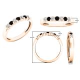 0.30 Carat (ctw) 10K Rose Gold Round Black & Diamond Ladies Wedding Anniversary Band 1/3 CT