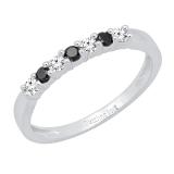 0.30 Carat (ctw) 10K White Gold Round Black & Diamond Ladies Wedding Anniversary Band 1/3 CT