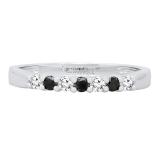 0.30 Carat (ctw) 10K White Gold Round Black & Diamond Ladies Wedding Anniversary Band 1/3 CT
