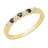 0.30 Carat (ctw) 10K Yellow Gold Round Black & Diamond Ladies Wedding Anniversary Band 1/3 CT