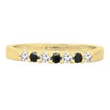 0.30 Carat (ctw) 10K Yellow Gold Round Black & Diamond Ladies Wedding Anniversary Band 1/3 CT