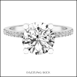 10K White Gold 8 MM Round White Cubic Zirconia CZ Ladies Bridal Engagement Ring