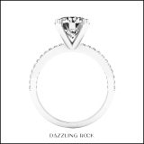 10K White Gold 8 MM Round White Cubic Zirconia CZ Ladies Bridal Engagement Ring