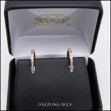0.10 Carat (ctw) 10K Rose Gold Round White Diamond Ladies Huggies Hoop Earrings 1/10 CT