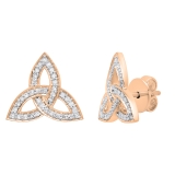 0.30 Carat (ctw) 10K Rose Gold Round White Diamond Ladies Trinity Knot Stud Earrings 1/3 CT