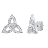 0.30 Carat (ctw) 18K White Gold Round White Diamond Ladies Trinity Knot Stud Earrings 1/3 CT