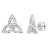 0.30 Carat (ctw) 18K White Gold Round White Diamond Ladies Trinity Knot Stud Earrings 1/3 CT