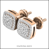 0.25 Carat (ctw) 10K Rose Gold Round White Diamond Ladies Cluster Style Stud Earrings 1/4 CT