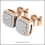 0.25 Carat (ctw) 18K Rose Gold Round White Diamond Ladies Cluster Style Stud Earrings 1/4 CT