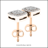 0.25 Carat (ctw) 18K Rose Gold Round White Diamond Ladies Cluster Style Stud Earrings 1/4 CT