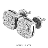 0.25 Carat (ctw) 18K White Gold Round White Diamond Ladies Cluster Style Stud Earrings 1/4 CT