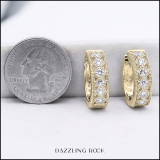 0.80 Carat (ctw) 14K Yellow Gold Round White Diamond Ladies Huggies Hoop Earrings 3/4 CT